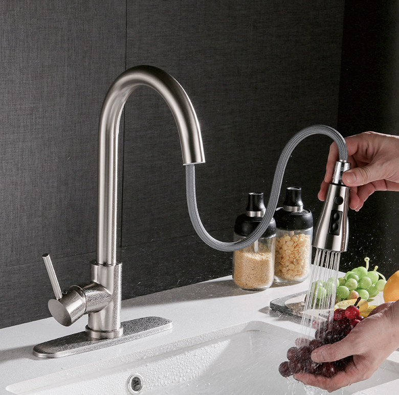 Pull out Hot And Cold Household Kitchen And Dishwashing Brushed Copper Sink Faucet - Image 4