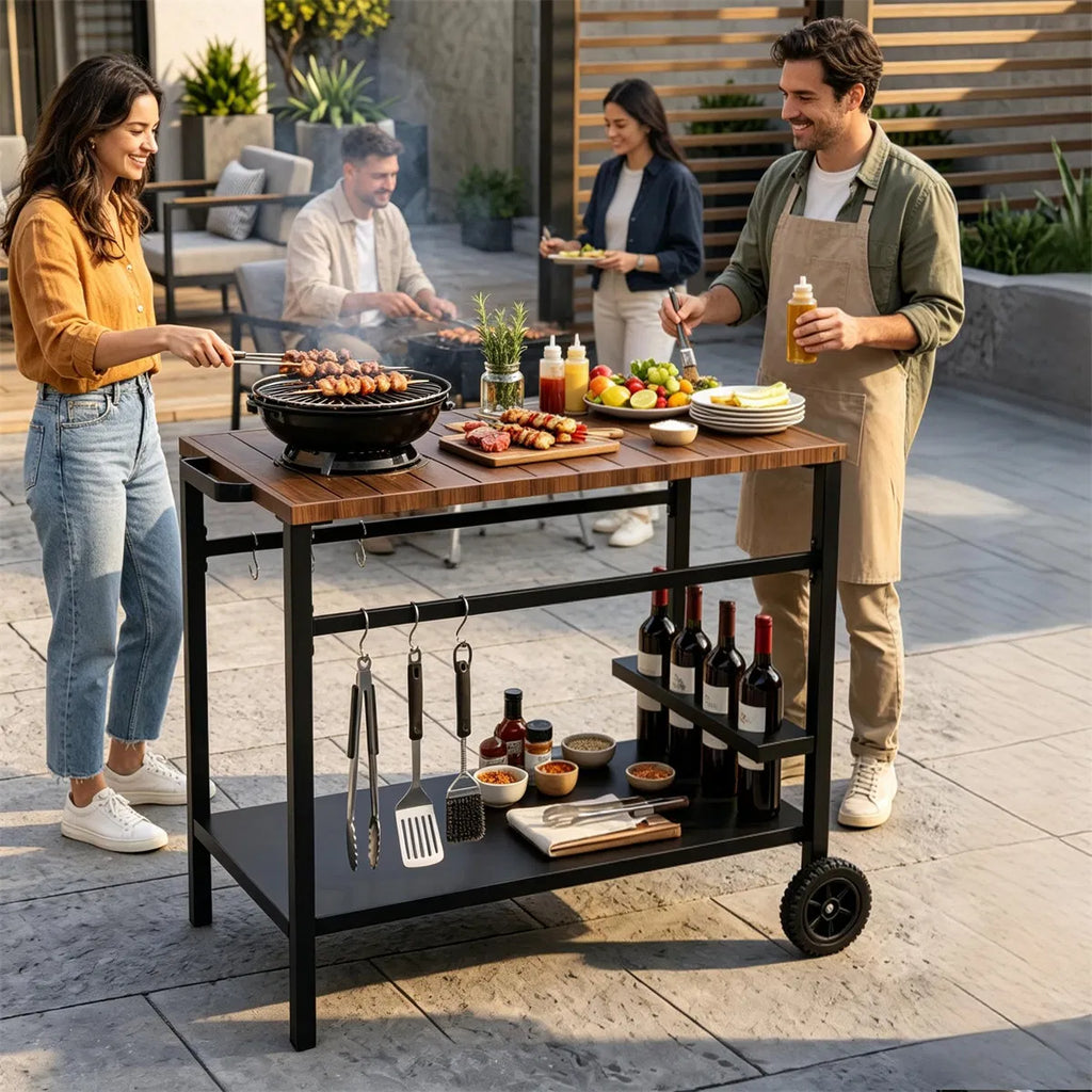 stainless steel outdoor grill prep table with cabinet product view 9