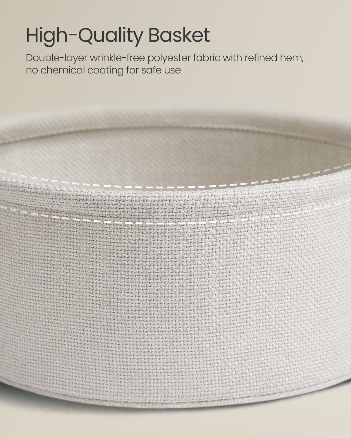 VASAGLE Small Round Side End Table Small Nightstand With Fabric Basket