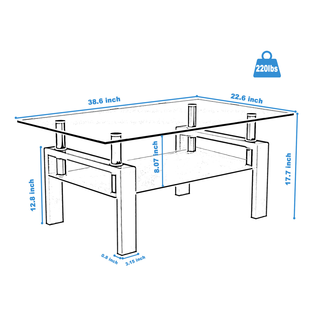 Modern Black Glass Coffee Table
