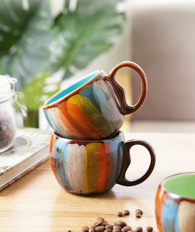 Creative ceramic cup milk cup water cup coffee cup breakfast cup couple cup to