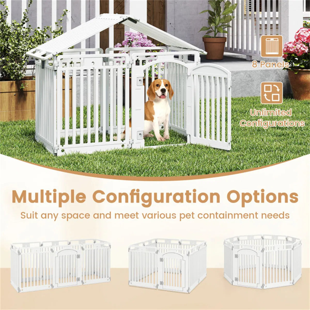 8 Panel HDPE Pet Fence (White) Multiple Configurations - Image 5