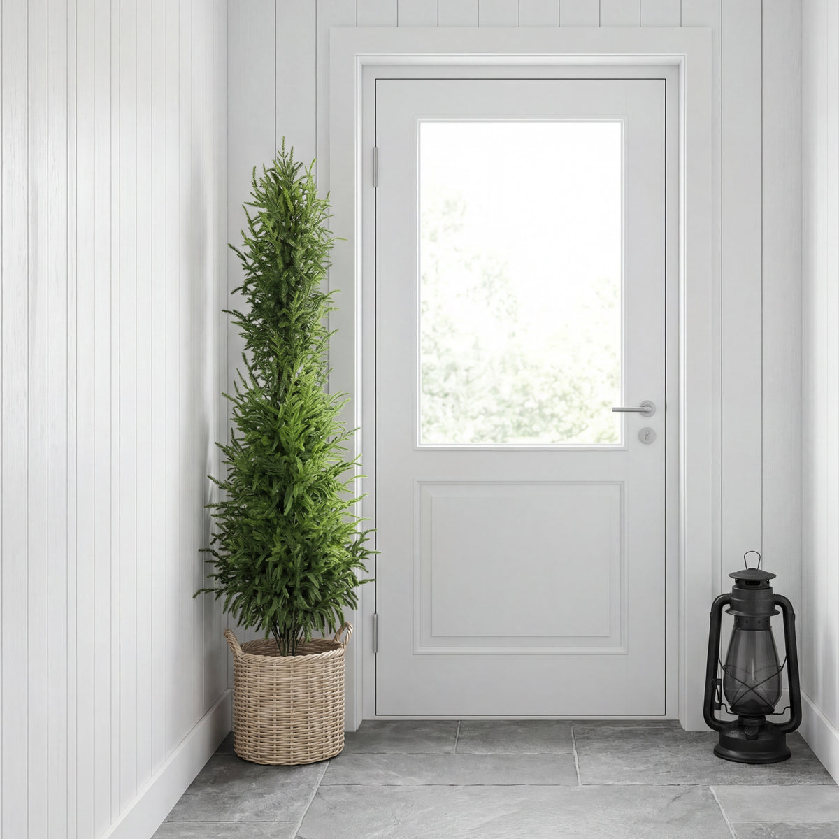 5' Artificial Real Touch Pine Tree with Black Plastic Pot 1pc/set - Image 3