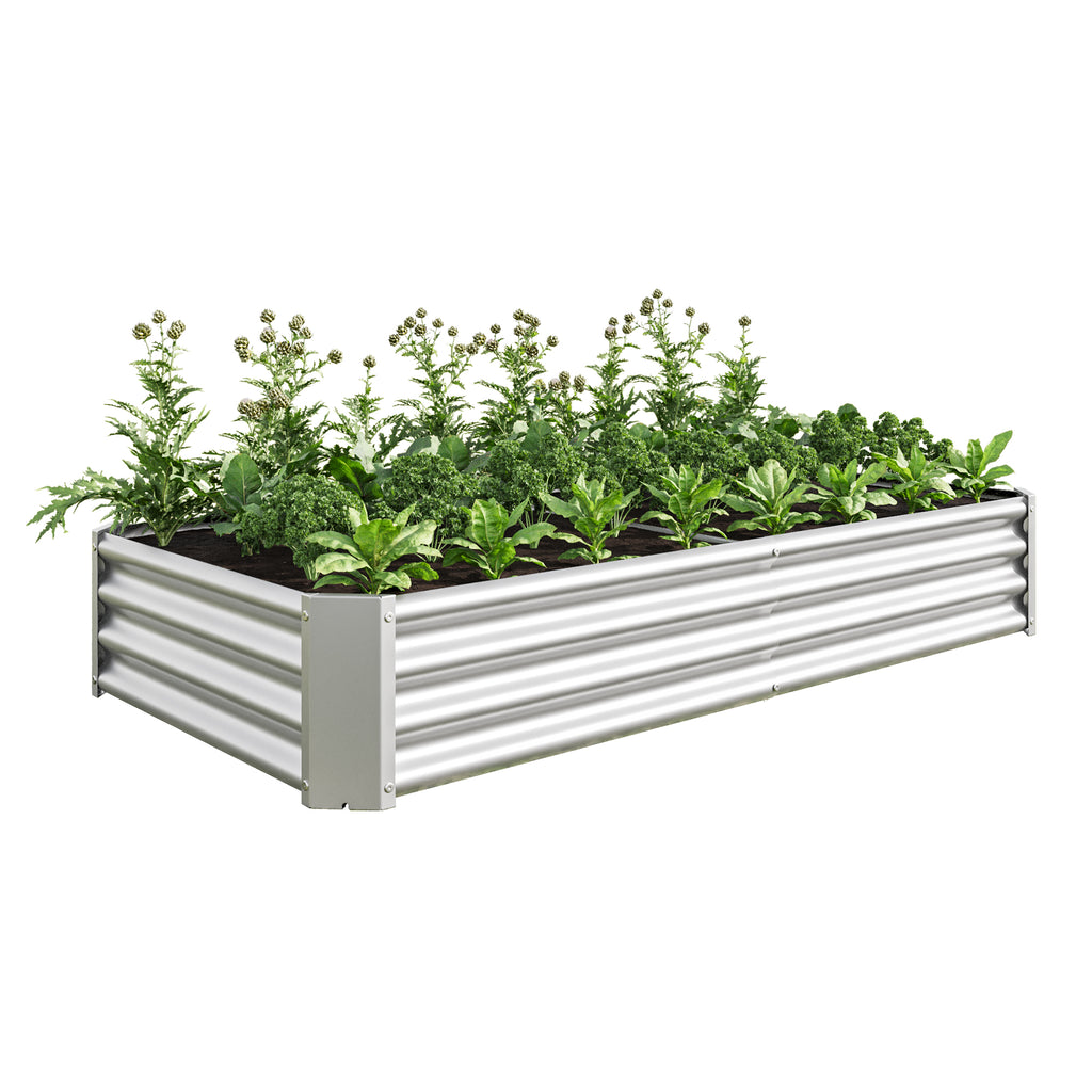 2PCS Silver 6×3×1ft Metal Raised Rectangle Garden Planter Beds - Image 2
