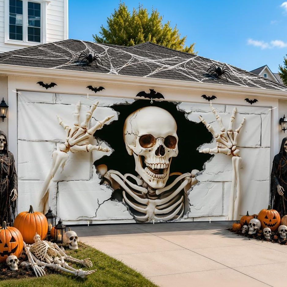 6 X 13 FT Giant Skull Halloween Garage Door Decorations Skeleton Halloween - Image 5
