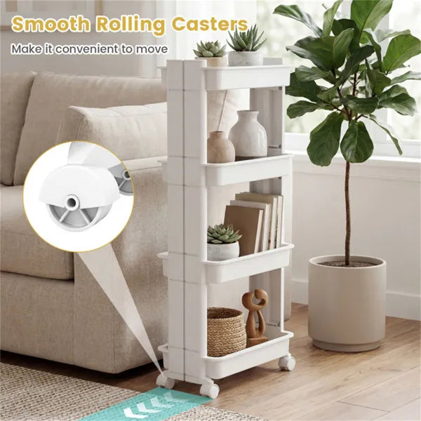 4 Tier DIY Rolling Storage Cart 15.5 X 9 X 40.5 With Detachable Ventilated - Image 5