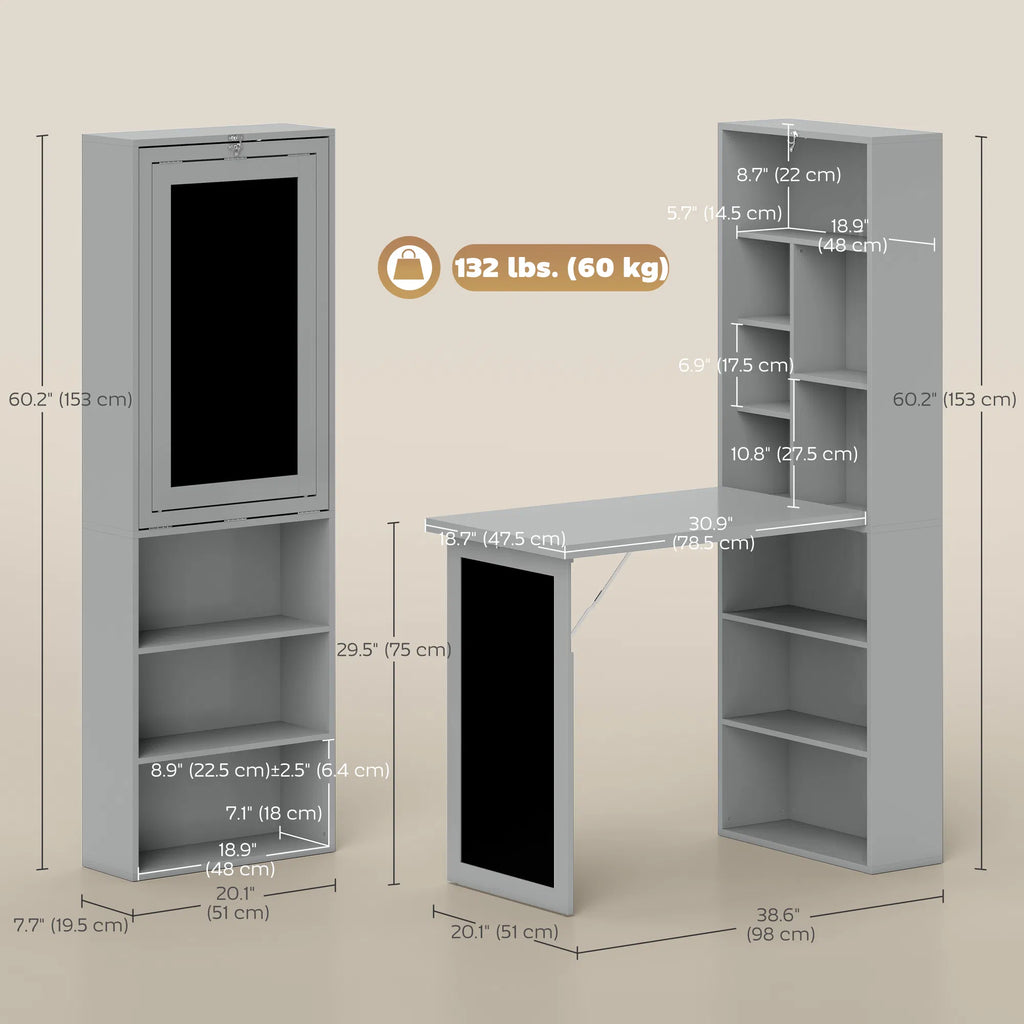 Fold out Convertible Office Desk Wall Mount Computer Desk with Blackboard and