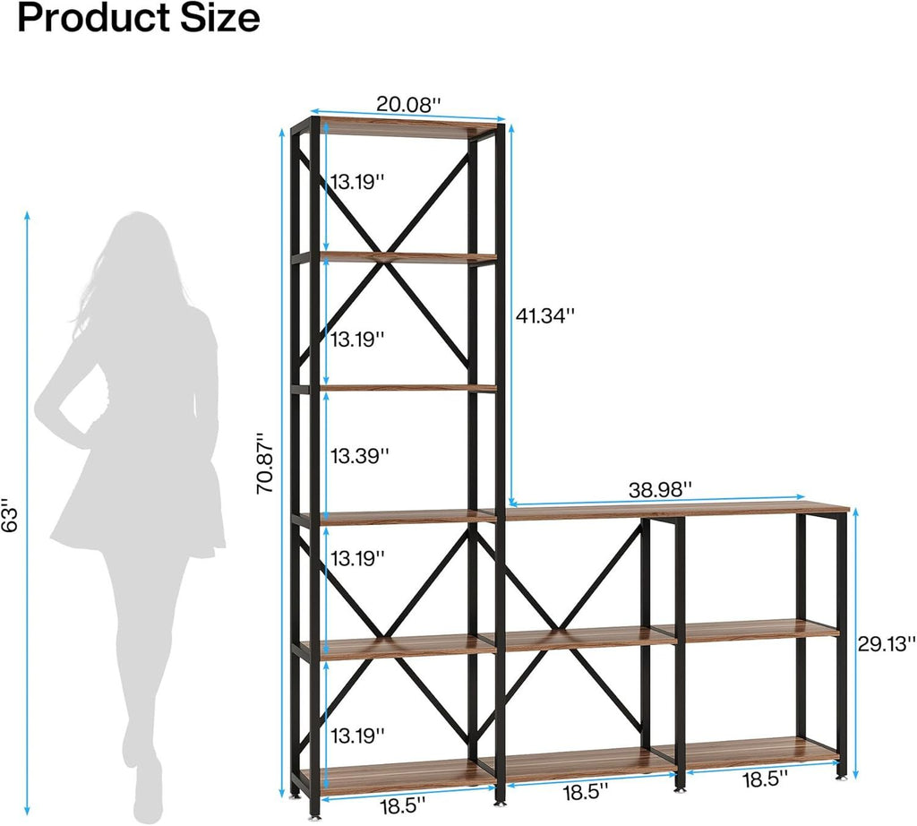 5-Tier L-Shaped Multifunctional Bookshelf