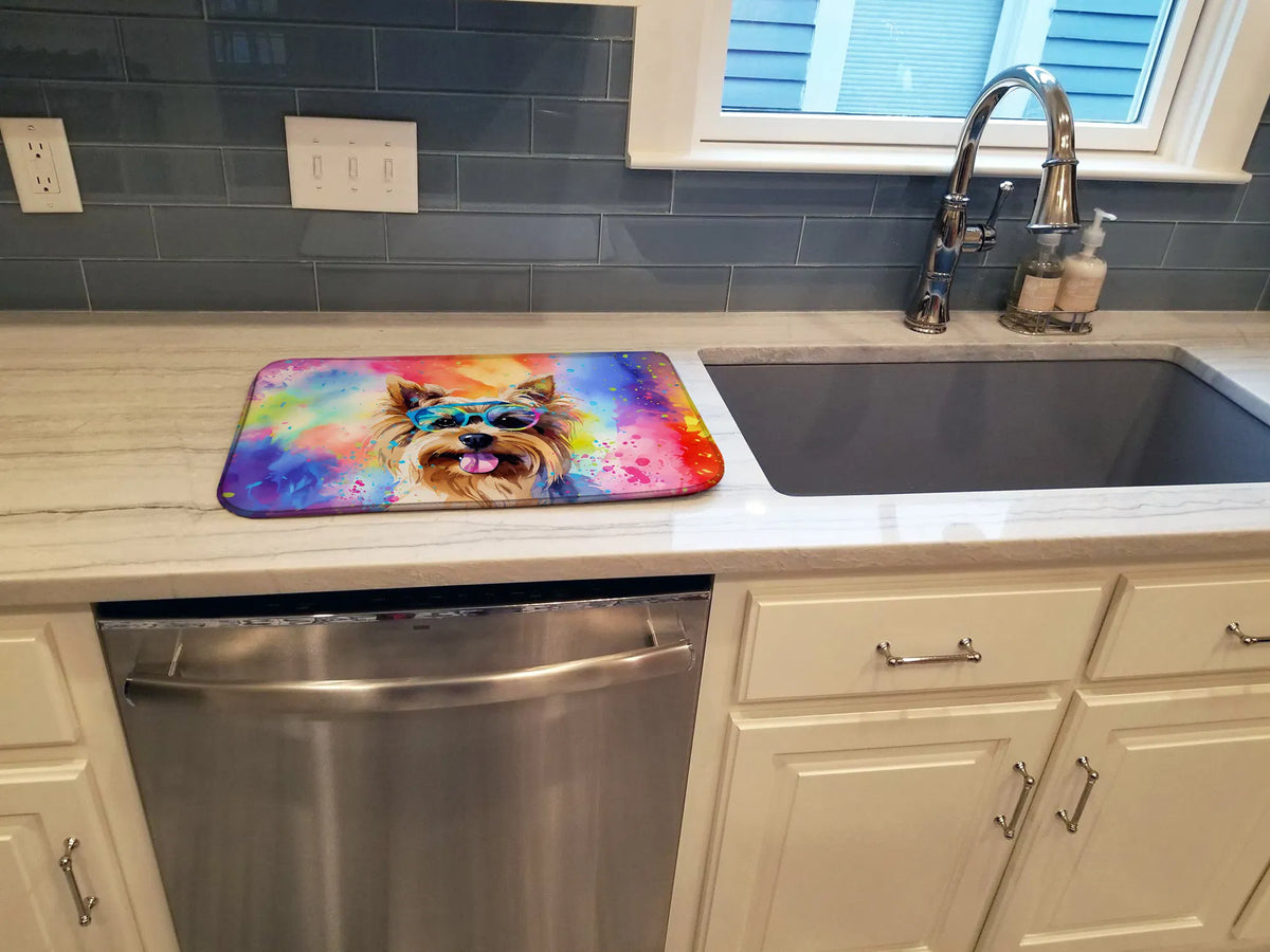 Yorkshire Terrier Hippie Dawg Dish Drying Mat Absorbent Dish Drying Mat Pad for - Image 5