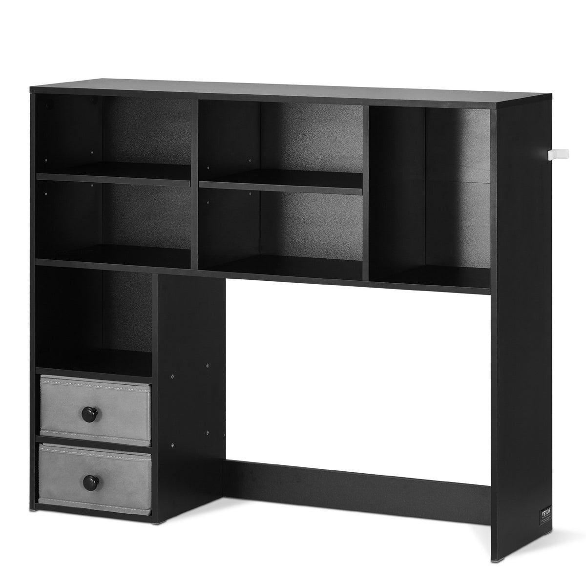 3-Tier Desktop Storage Organizer Bookshelf with Drawers - Black - Main Front View