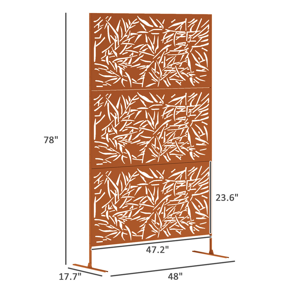 Decorative Metal Outdoor Plant Trellis Screen with Stand Bamboo Pattern (Brown) - Additional Product View Plant Trellis Screen