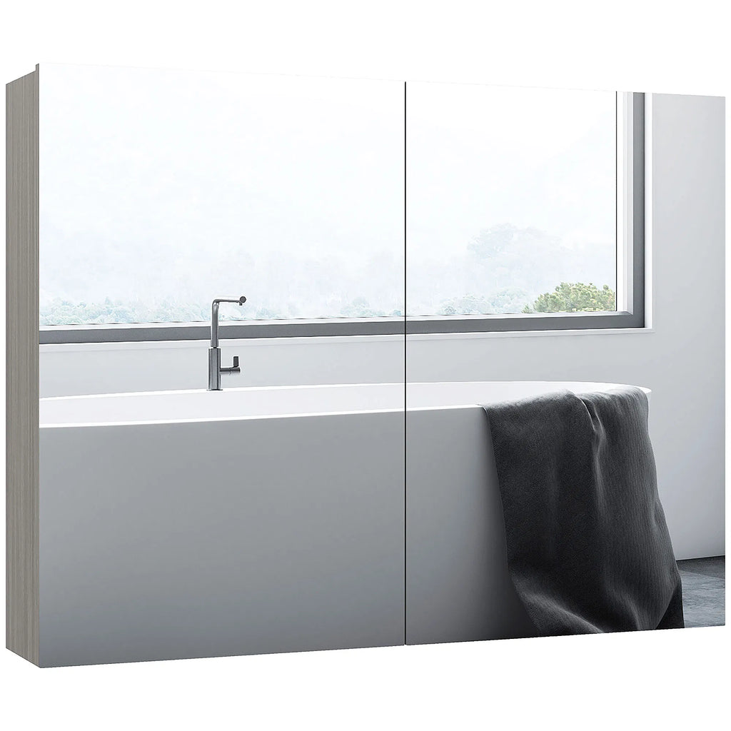 Bathroom Mirror Cabinet Wall Mounted Storage Organizer with Double Doors