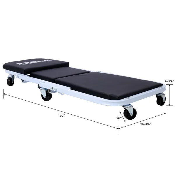 36 Inch 2 in 1 Foldable Mechanic Creeper and Rolling Stool Seat - Image 5