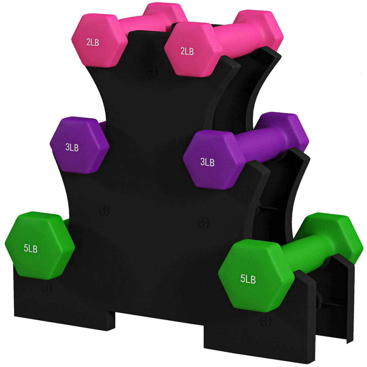 2 x 2 lbs. 2 x 3 lbs. 2 x 5 lbs. Dumbbells Set with Dumbbell Rack Hand - Image 3