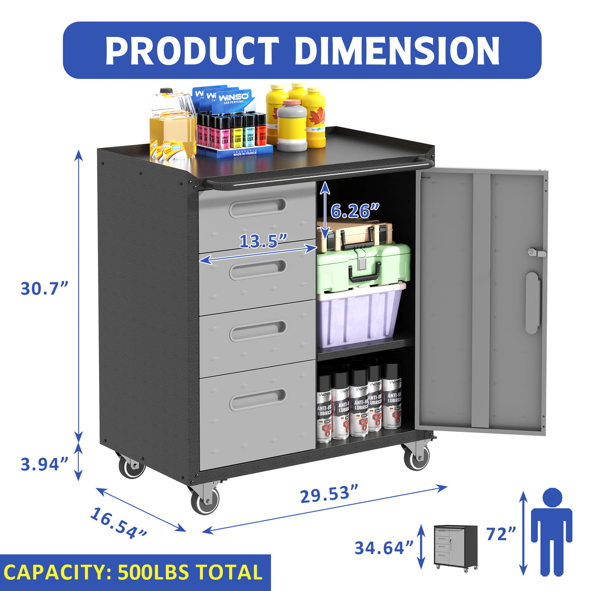 Sturdy Metal Tool Storage Cabinet With Wheels Tool Storage Cabinet For Garage - Image 3