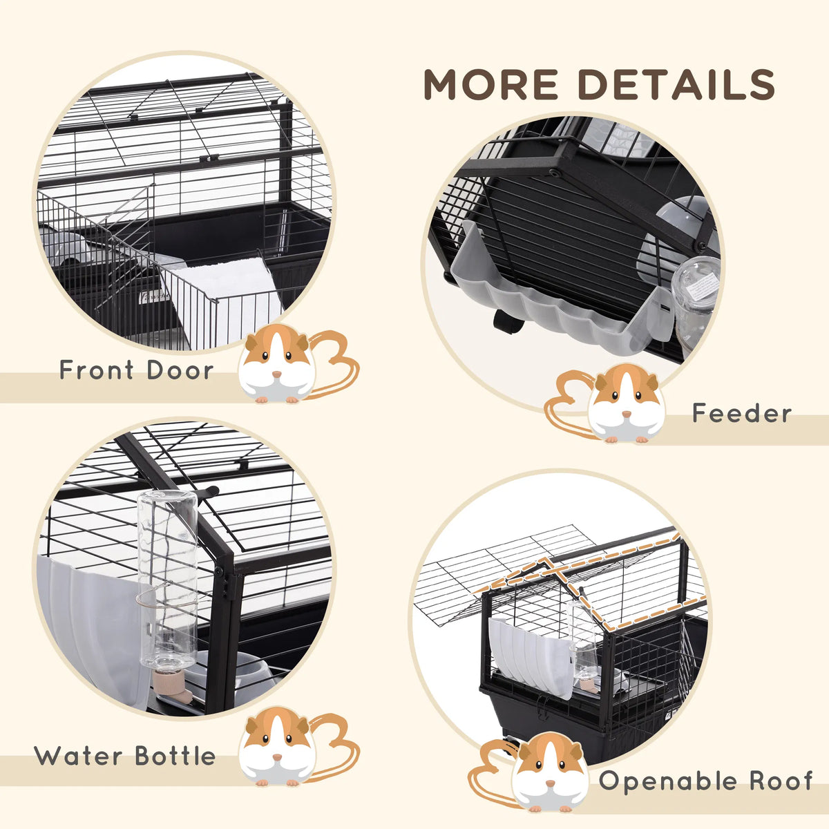 Metal Small Animal Cage Rabbit Cage for Guinea Pig Chinchilla Hedgehog Bunny - Image 4