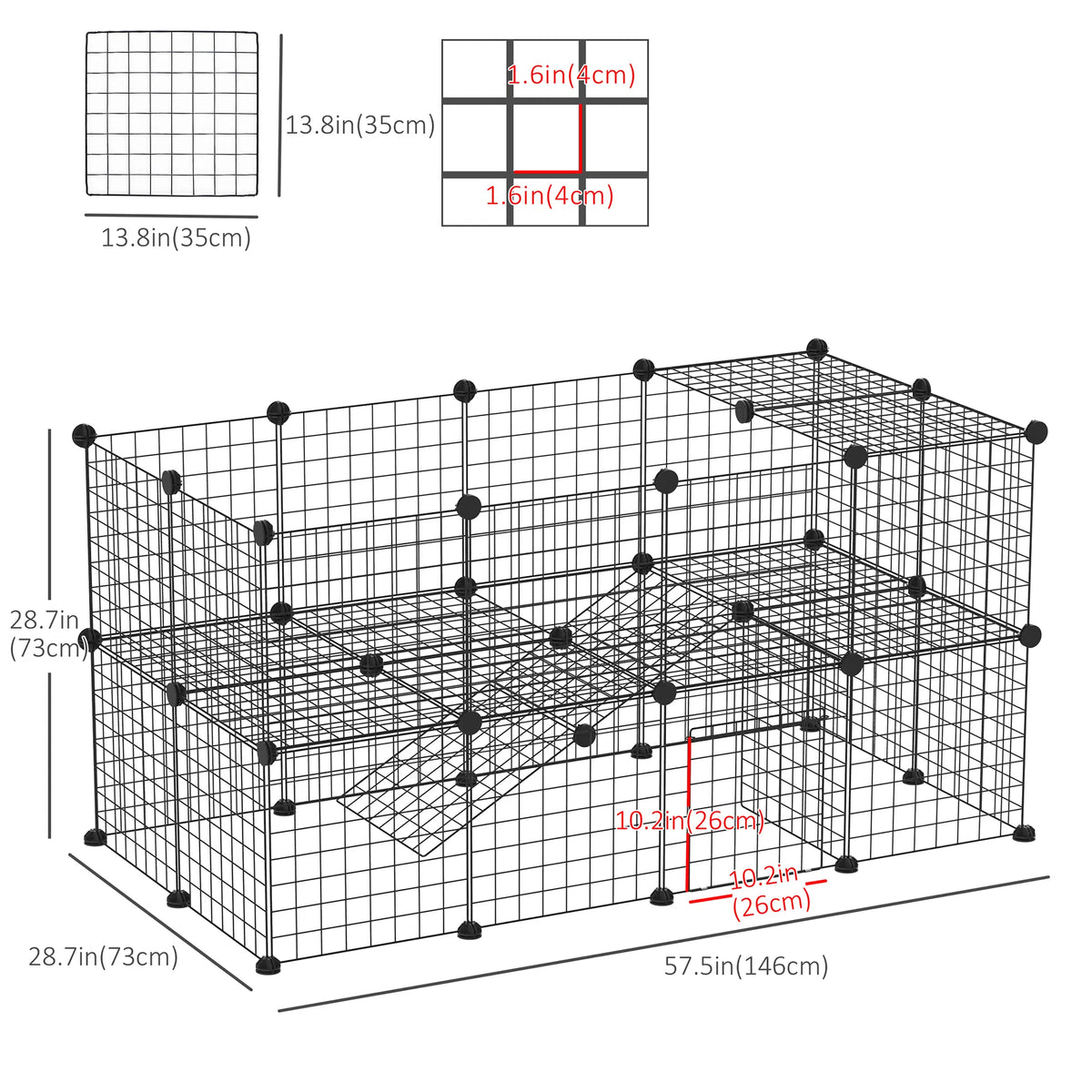 40 Pcs Small Animal Cage Bunny Hutch Portable Metal Wire with Ramps for Kitten - Image 3
