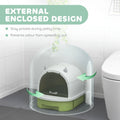 Cat Litter Box with Lid Front Door Flap Scoop Handle Easy Clean for Small