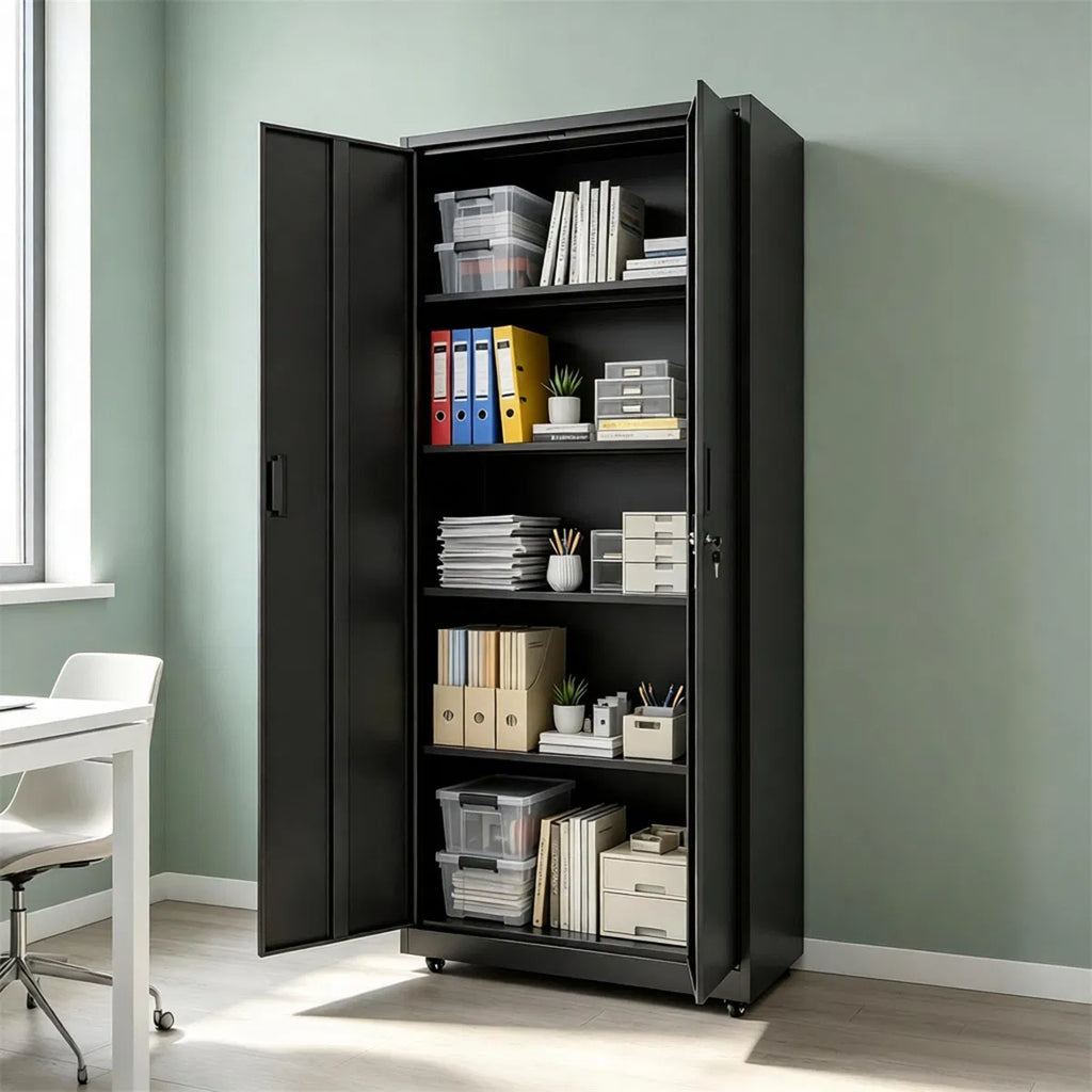 73 Inch Heavy Duty Mobile Steel Storage Locker Cabinet with Lockable Doors - Image 8