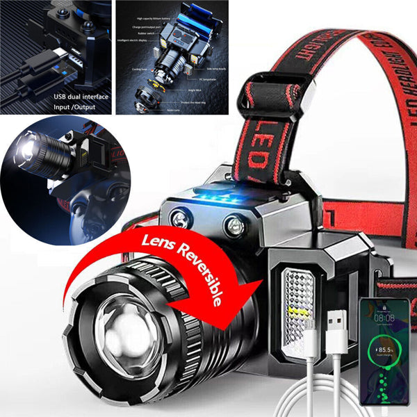 5 Modes LED Headlamp Motion Sensor Headlamp USB Rechargeable Canping Hiking Headlight - Image 2