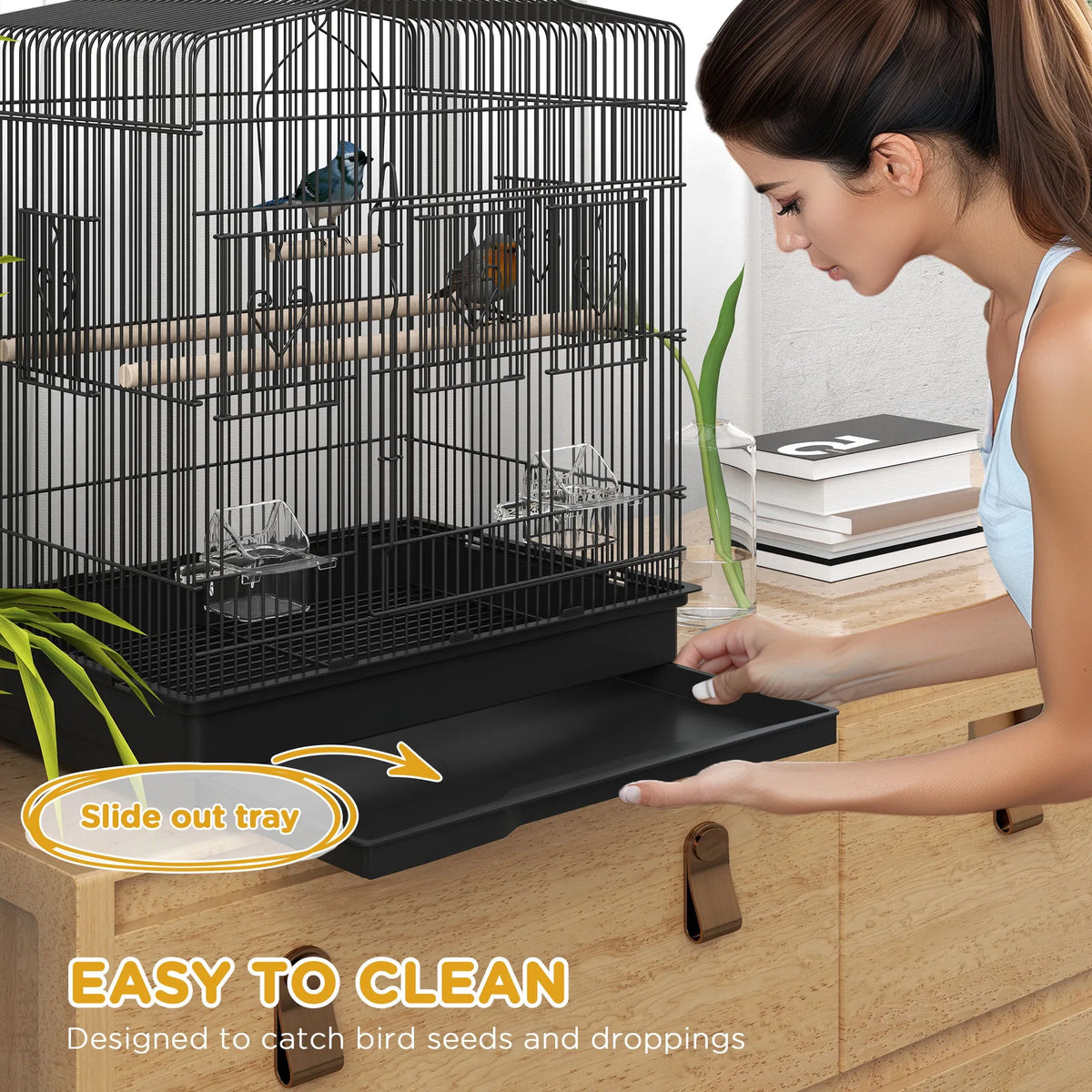 23" Bird Cage Finches Canaries Parrot Cage with Doors Perches 2 Feeder Pet - Image 2