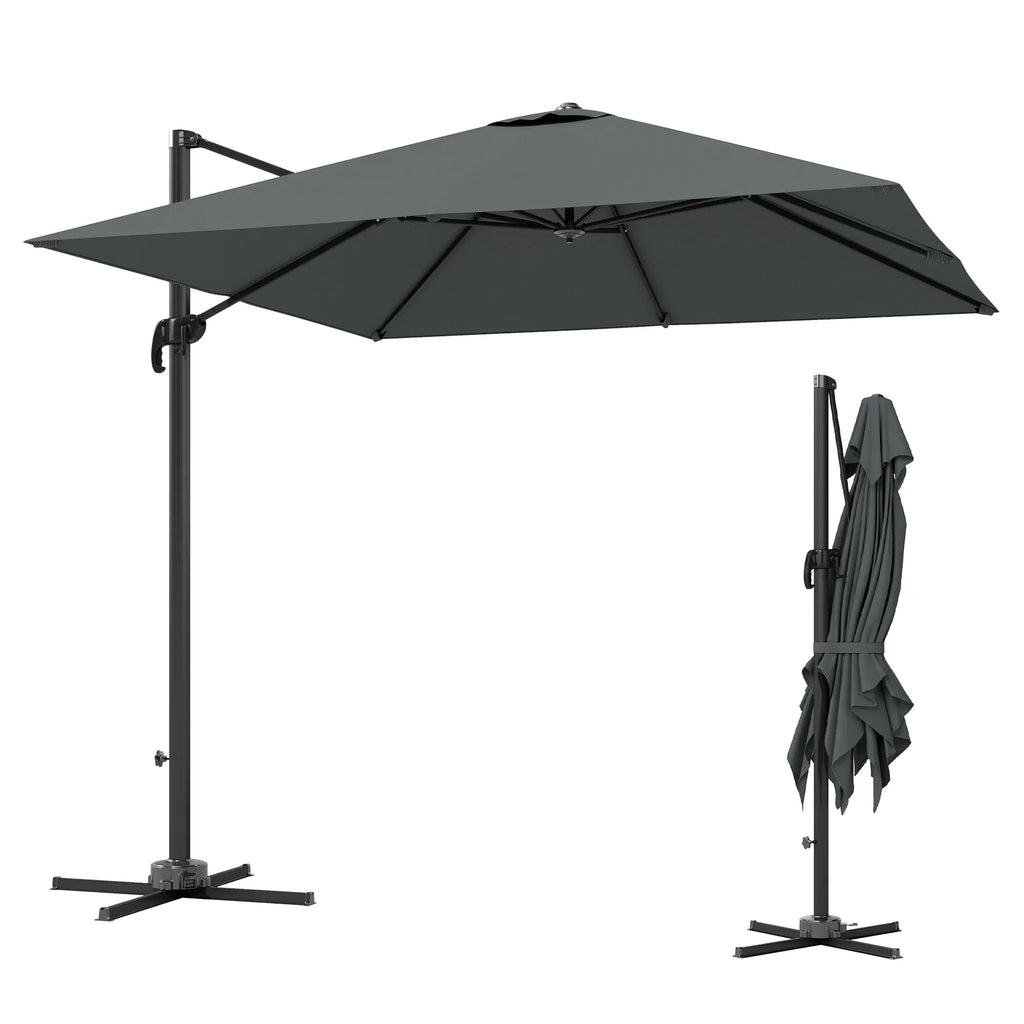 8 FT Aluminium Cantilever Patio Umbrella with 360° Rotation Cross Base Crank - Image 5