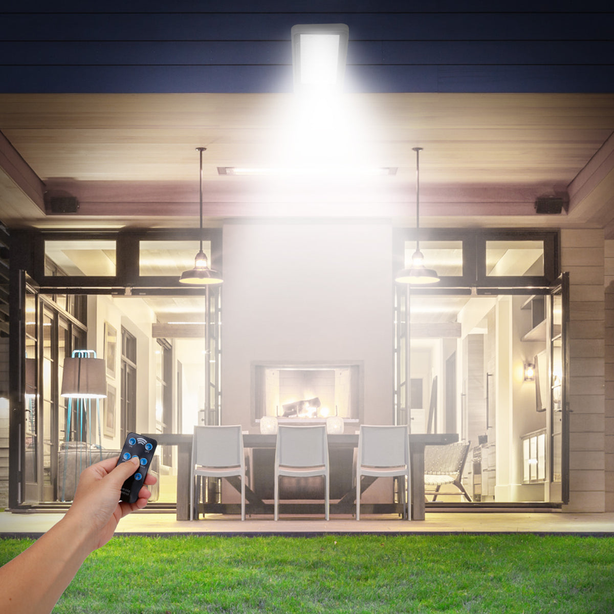 Solar Wall Light Outdoor 60LEDs PIR Motion Sensor Remote Control Wireless Lamps - Image 4