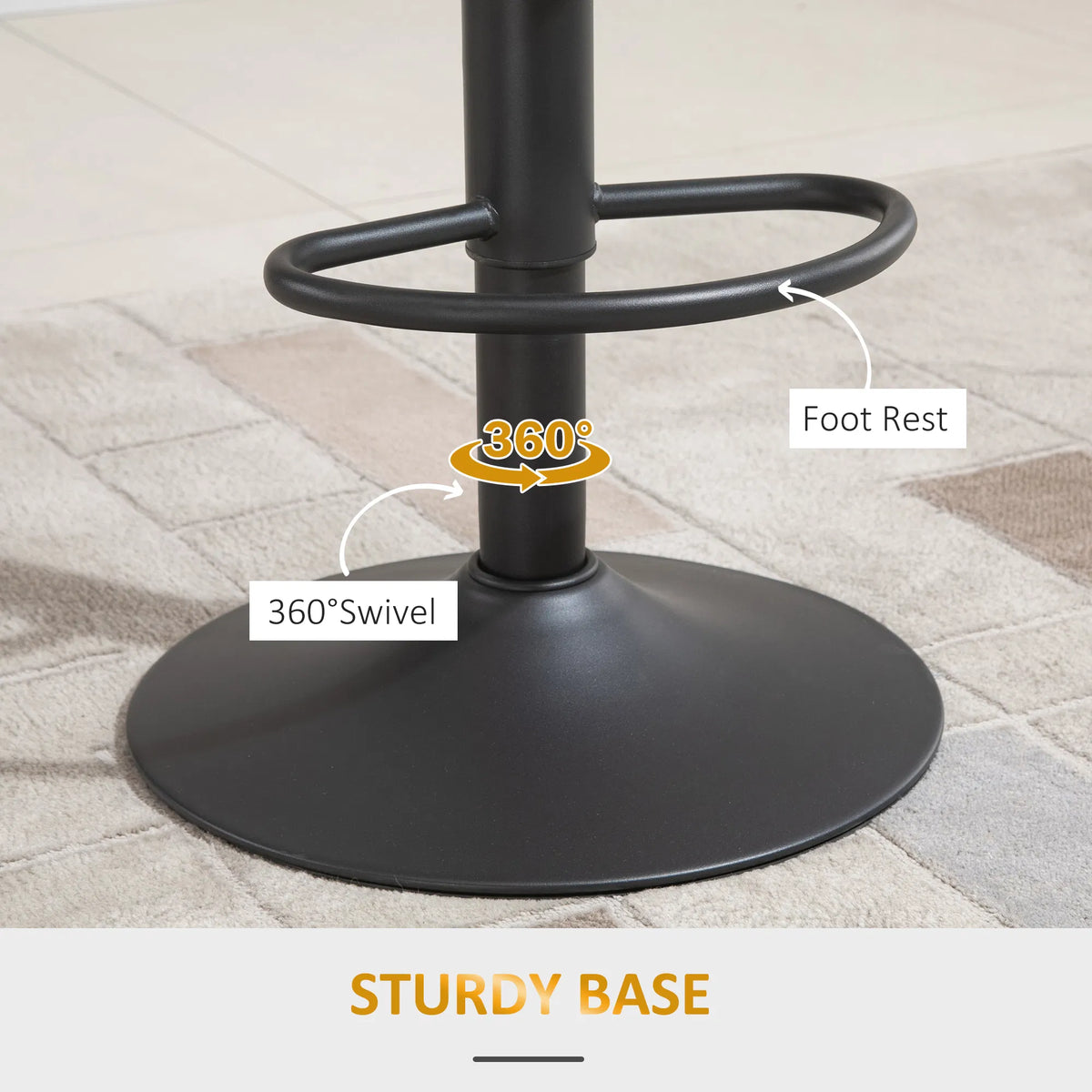 Bar Stools Set of 2 Swivel Counter Height Bar Stools with Adjustable Height - Image 3