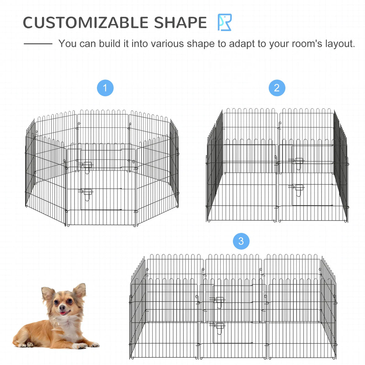 30inch 8 Panel Octagon Pet Exercise Playpen Crate Foldable Dog Cage Pen Puppy