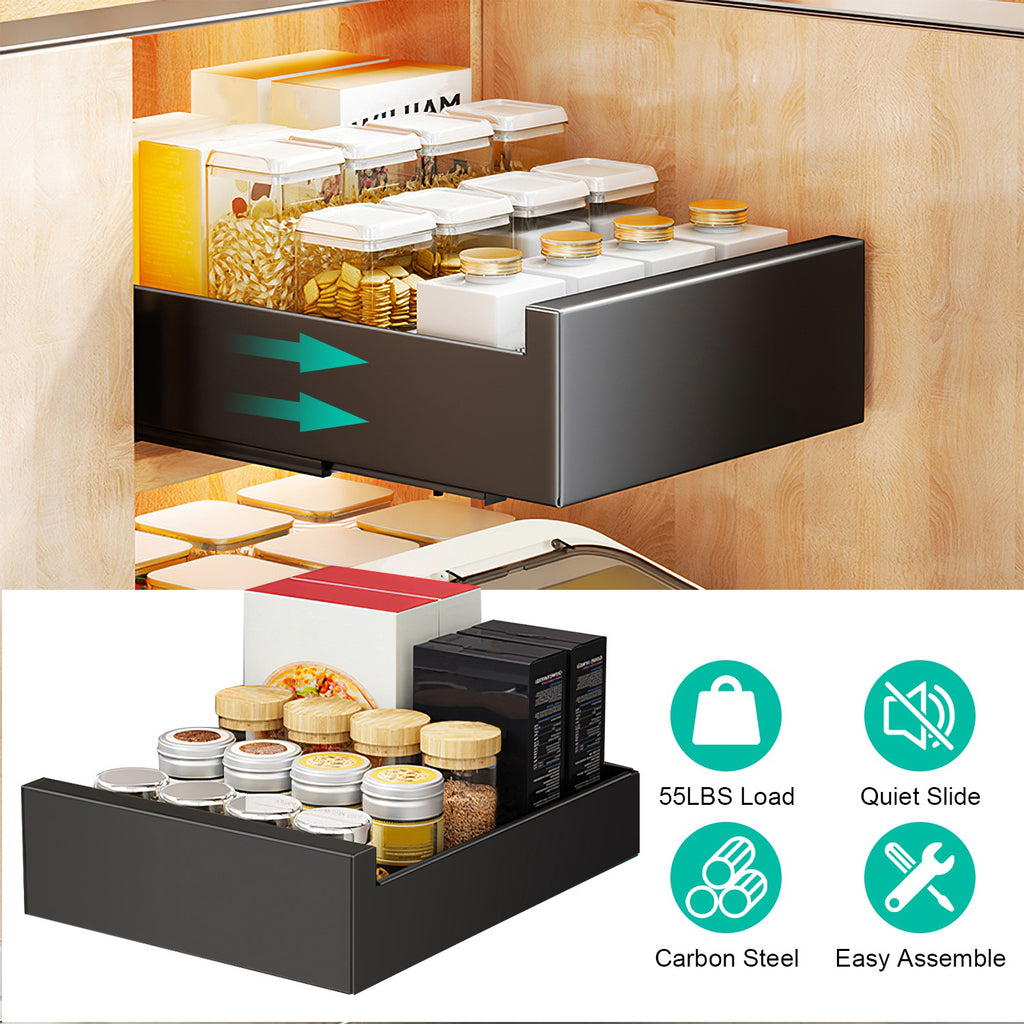 1Pc Pull Out Cabinet Organizer Carbon Steel Slide Out Drawer Storage Smooth - Image 3
