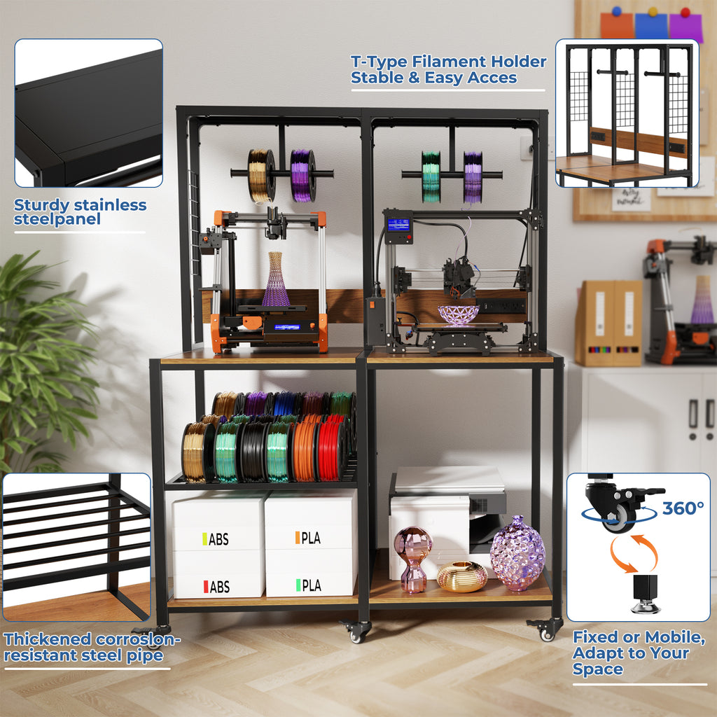 Double 3D Printer Stand With Filament Storage Heavy Duty Metal Frame Dual 3D - Image 4