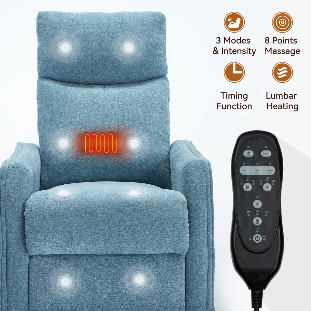 Heat Massage Manual Recliner Chair with Rocker and Swivel in Fabric for Living - Image 5