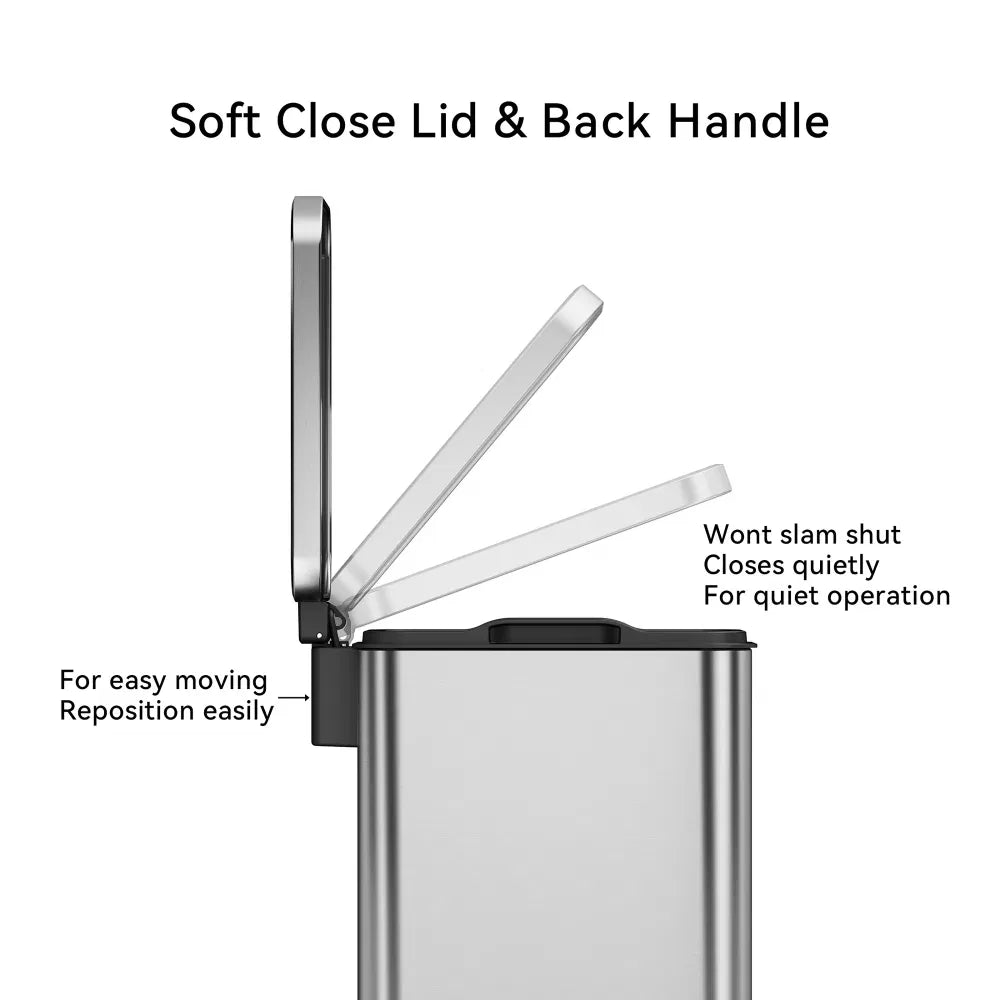 Bedroom / Office Trash Can 2.6 Gallon Small Stainless Steel Step Garbage - Image 2