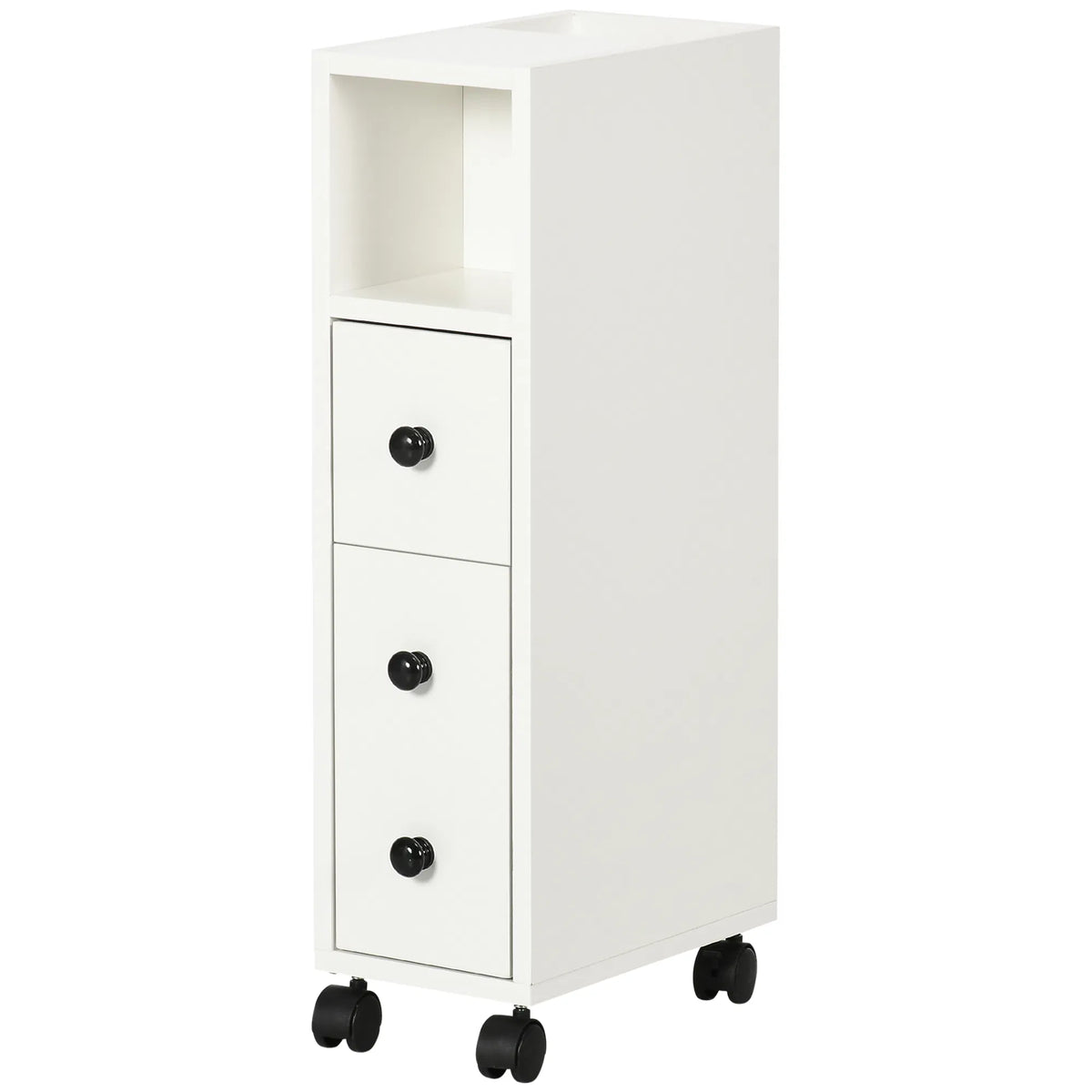 Slim Bathroom Cabinet with Wheels Narrow Bathroom Storage Cabinet with Door - Image 4