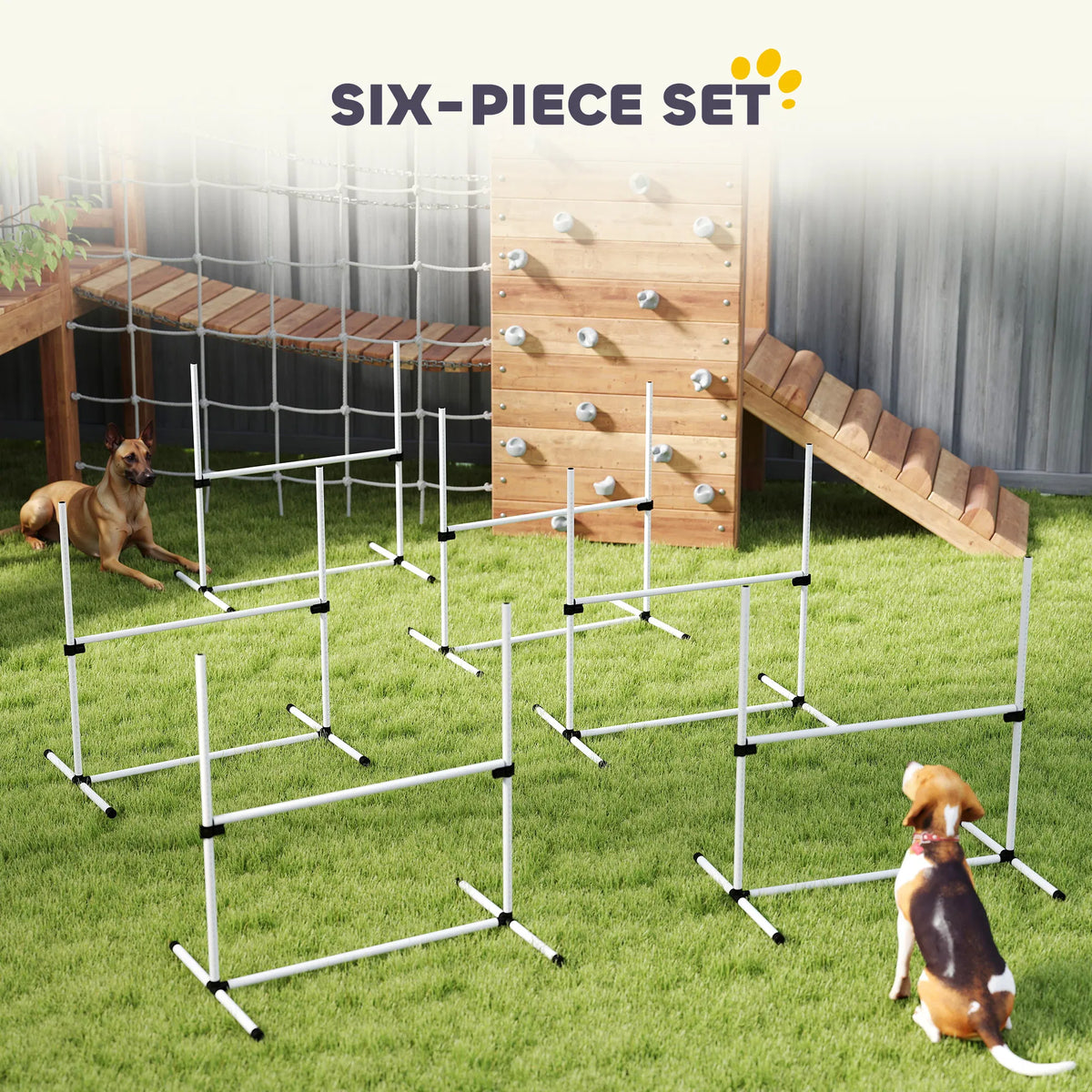 Set of 6 Dog Agility Training Equipment Adjustable Jump Bar Pet Exercise Kit - Image 5