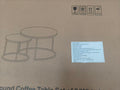 27.6in Nesting Coffee Table Set of 2 Round Coffee Table Wood Marble Pattern