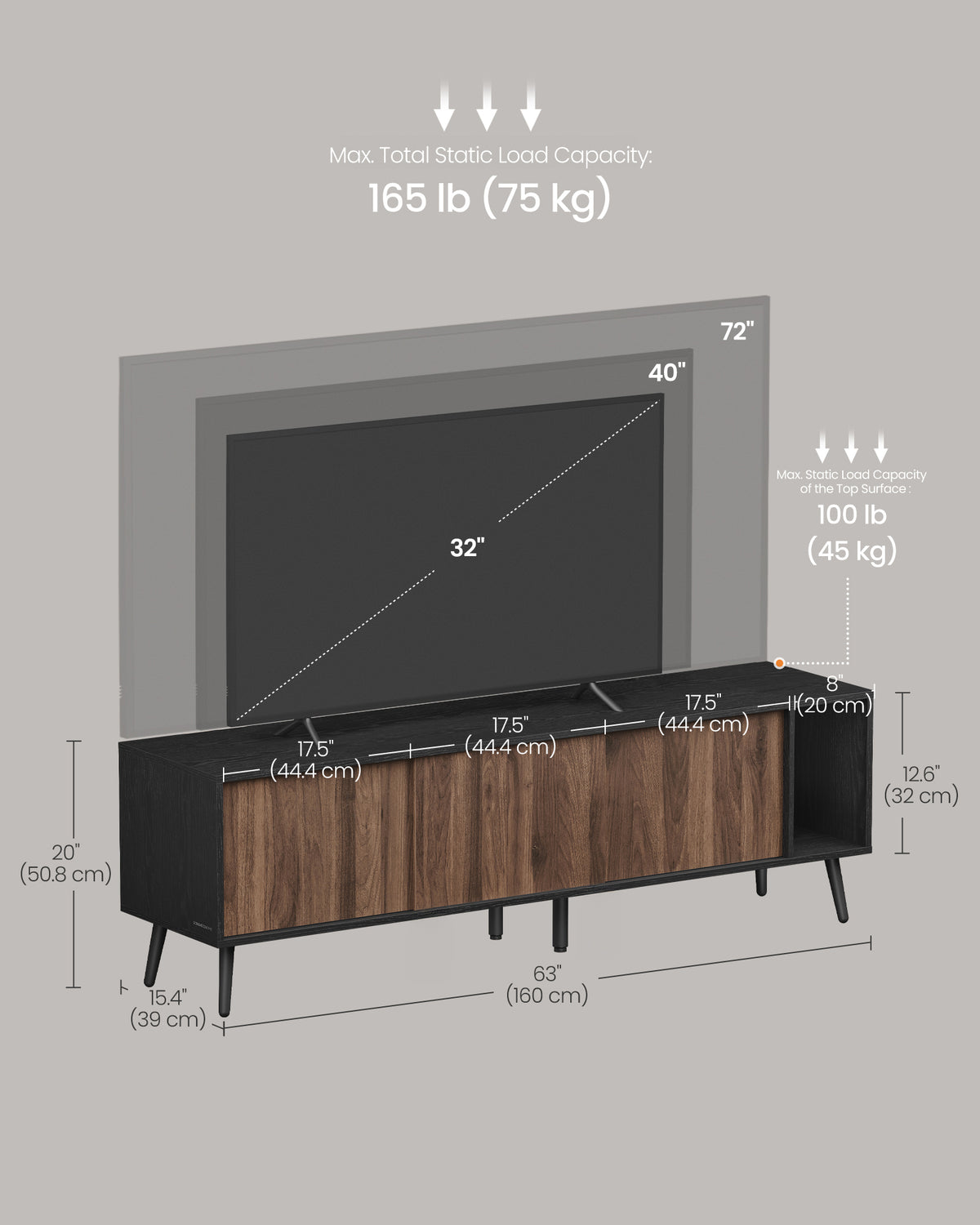 SONGMICS HOME Superfast Toolless Assembly TV Stand For TVs Up To 72 Inches - Image 3