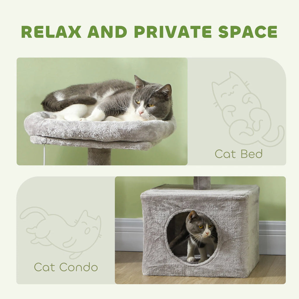 53" Cat Tree Cat Tower with Scratching Posts Cat Condo Beds Platforms Toy - Image 5