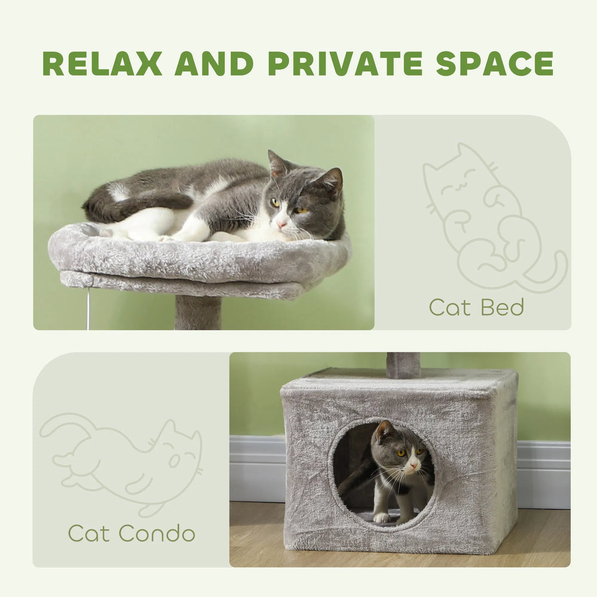 53" Cat Tree Cat Tower with Scratching Posts Cat Condo Beds Platforms Toy - Image 5