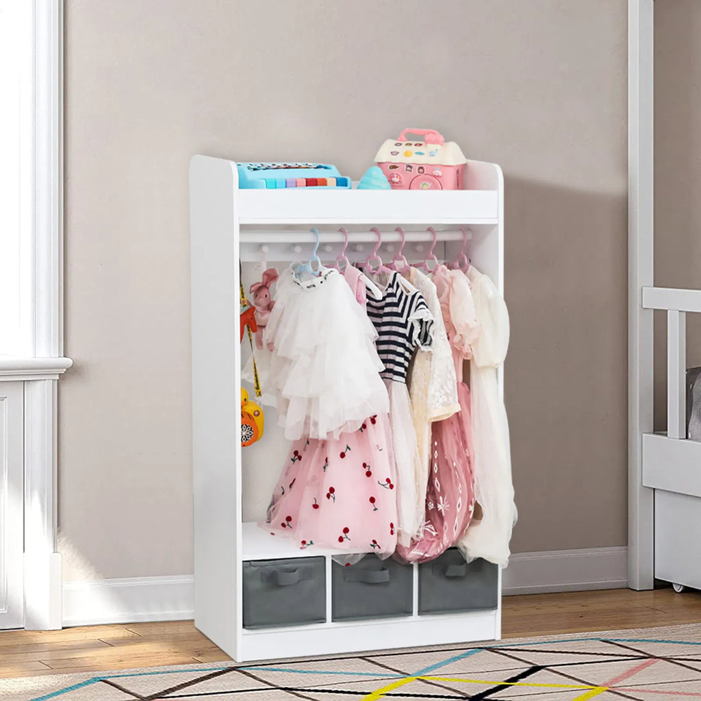 kids costume organizer rack armoire in use lifestyle