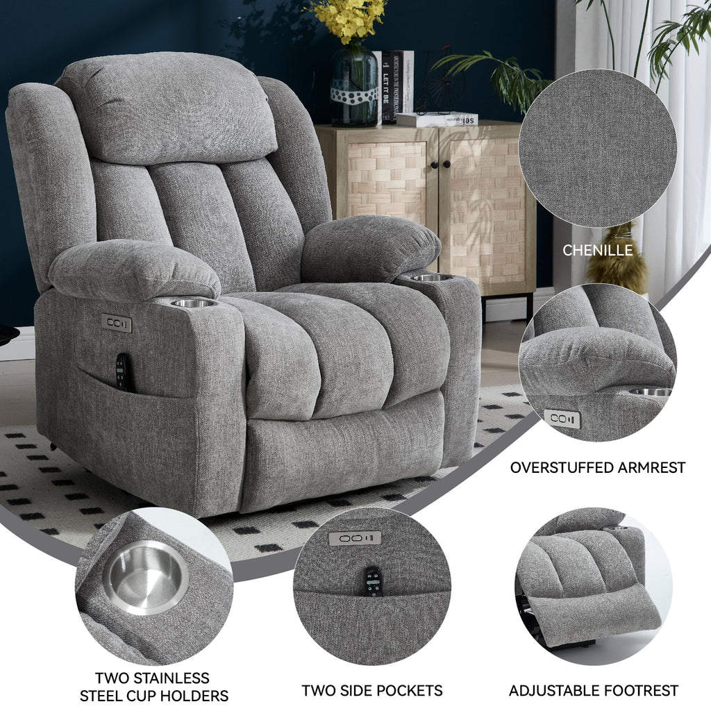 Up to 350 LBS Chenille Power Lift Recliner Chair Heavy Duty Motion Mechanism - Image 5