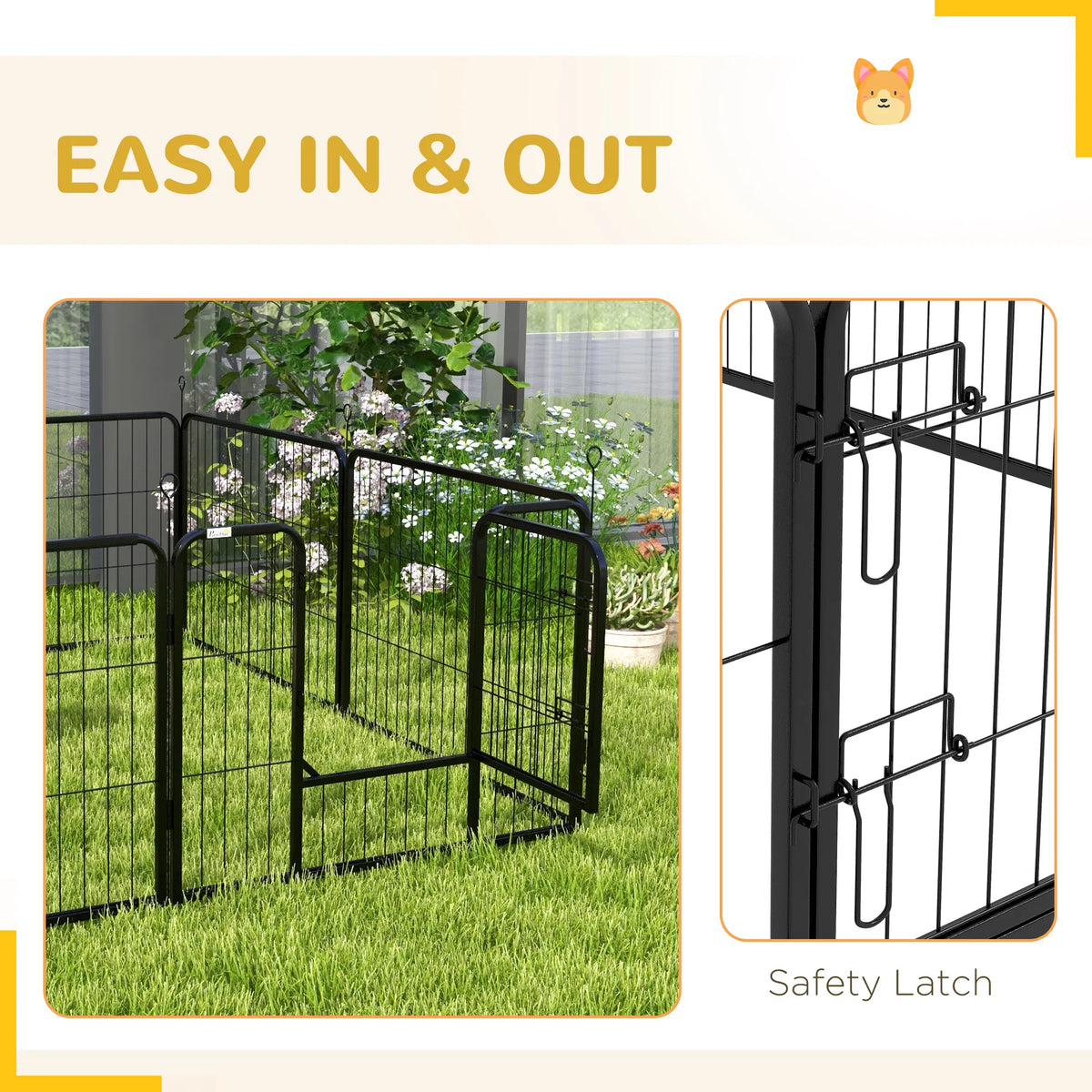 8 Panel Heavy Duty Dog Playpen 23.5" Height for Small Medium Dogs - Image 3
