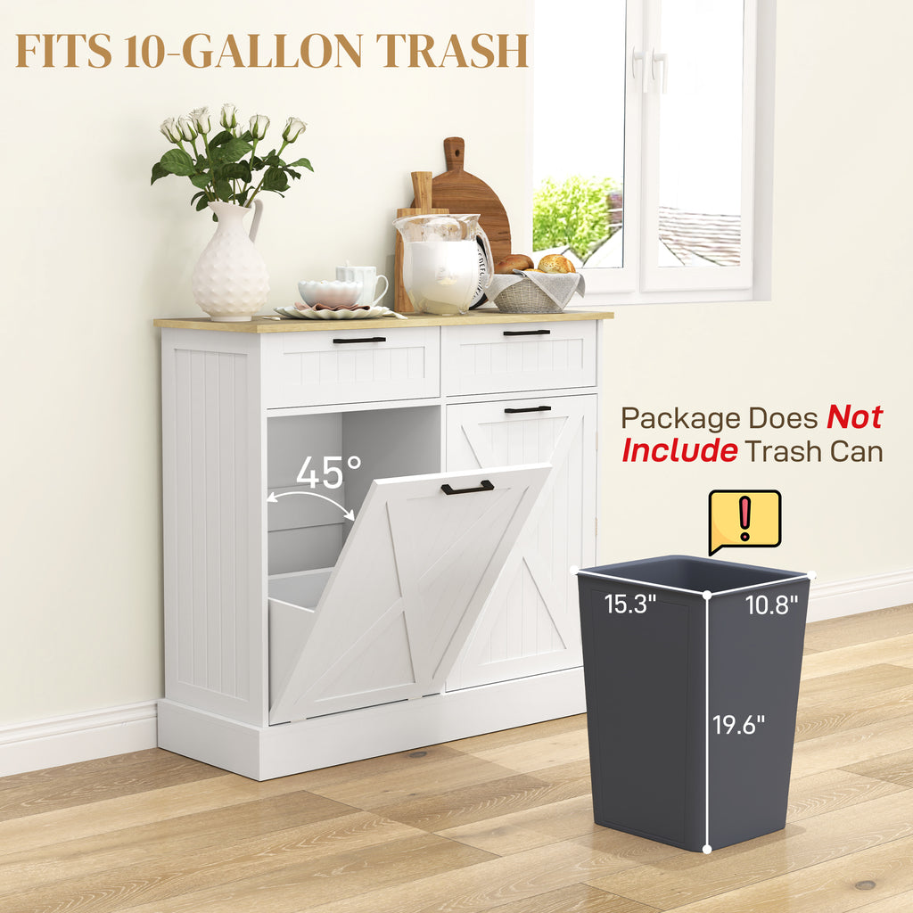 10 Gallon Farmhouse Kitchen Cabinet with Hidden Trash Can and 2 Drawers Tilt - Image 2