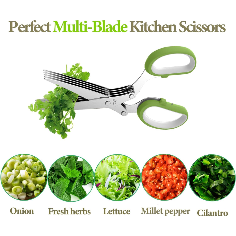 2026 Upgraded Stainless Steel Herb Scissors Multi Blade Herb Shears & Cutter - Image 4