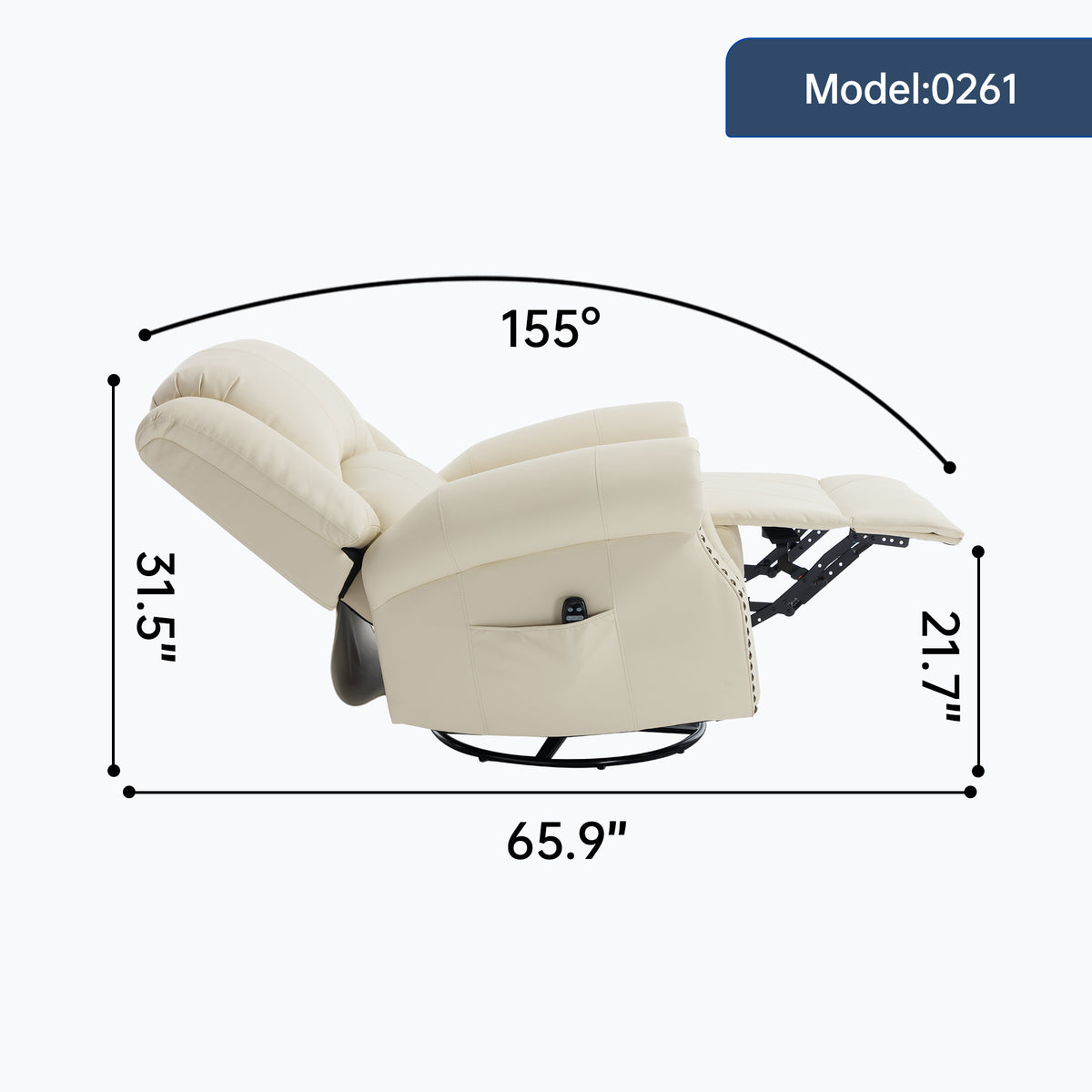 Heat Massage Manual Recliner Chair with Rocker and Swivel in Fabric for Living - Image 3