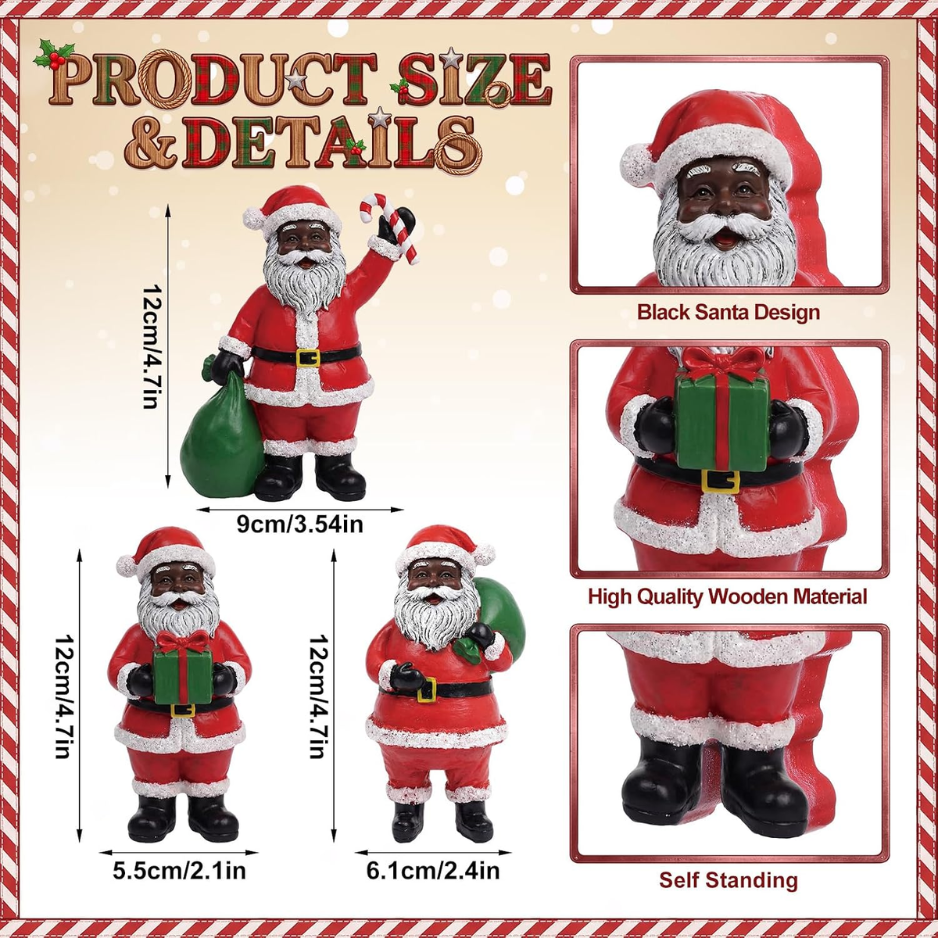 Wooden Figurine Table Decorations Black Santa Wooden African American Table