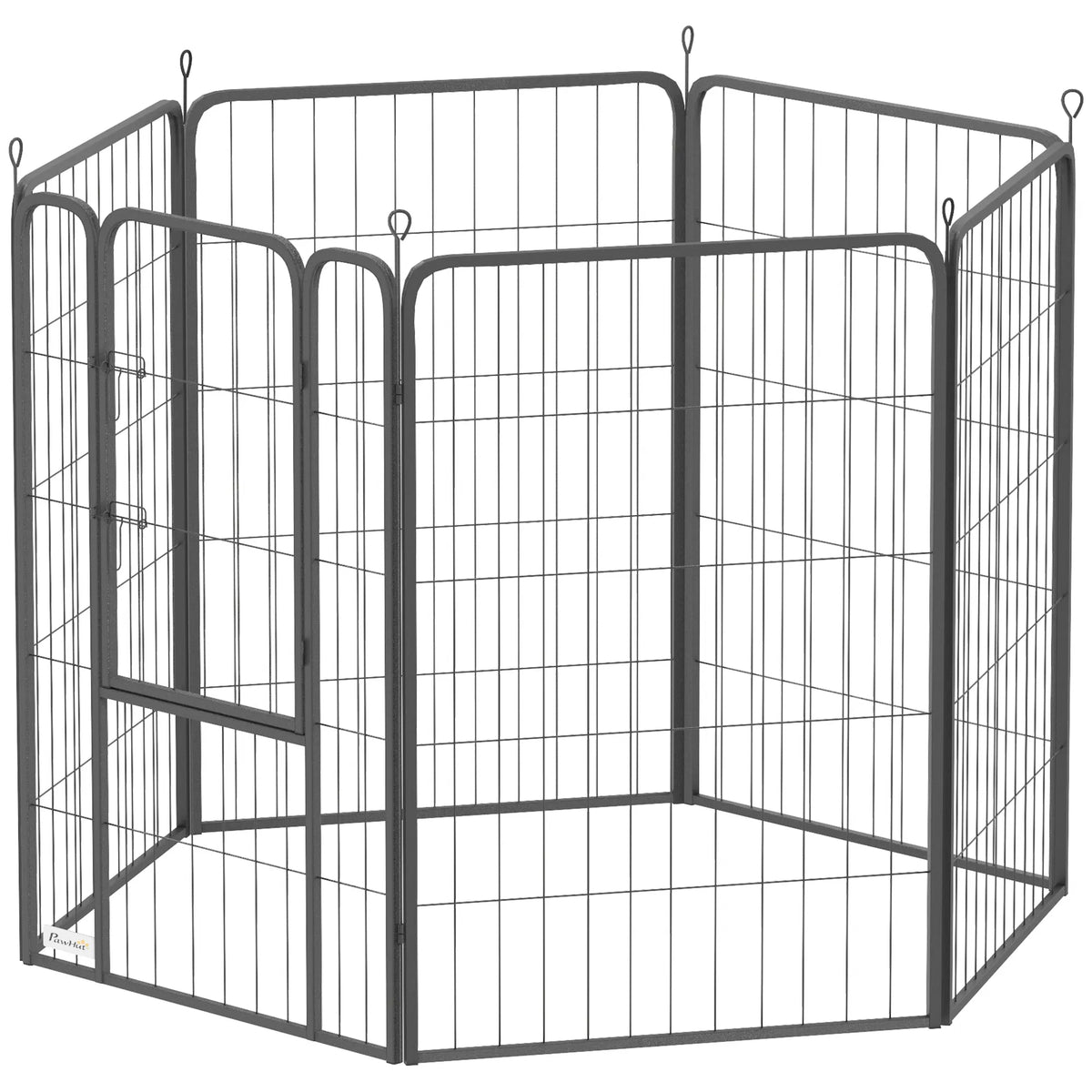 6 Panels Heavy Duty Dog Playpen Outdoor Indoor with Door & Strap 39" Height - Image 5