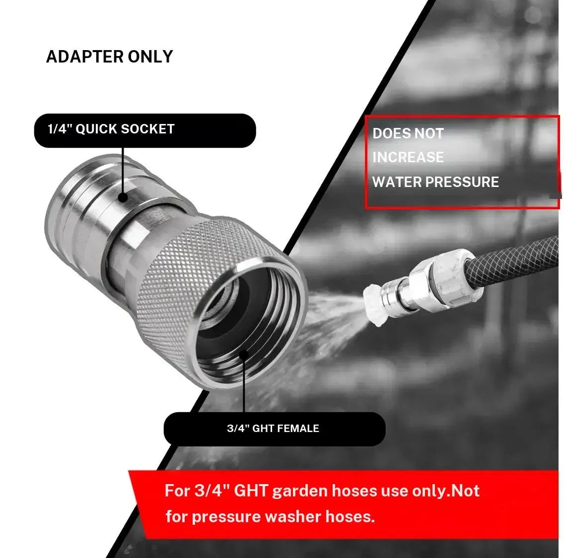 3/4" GHT to 1/4" Quick Connect Garden Hose to Pressure Washer Adapter - Image 2