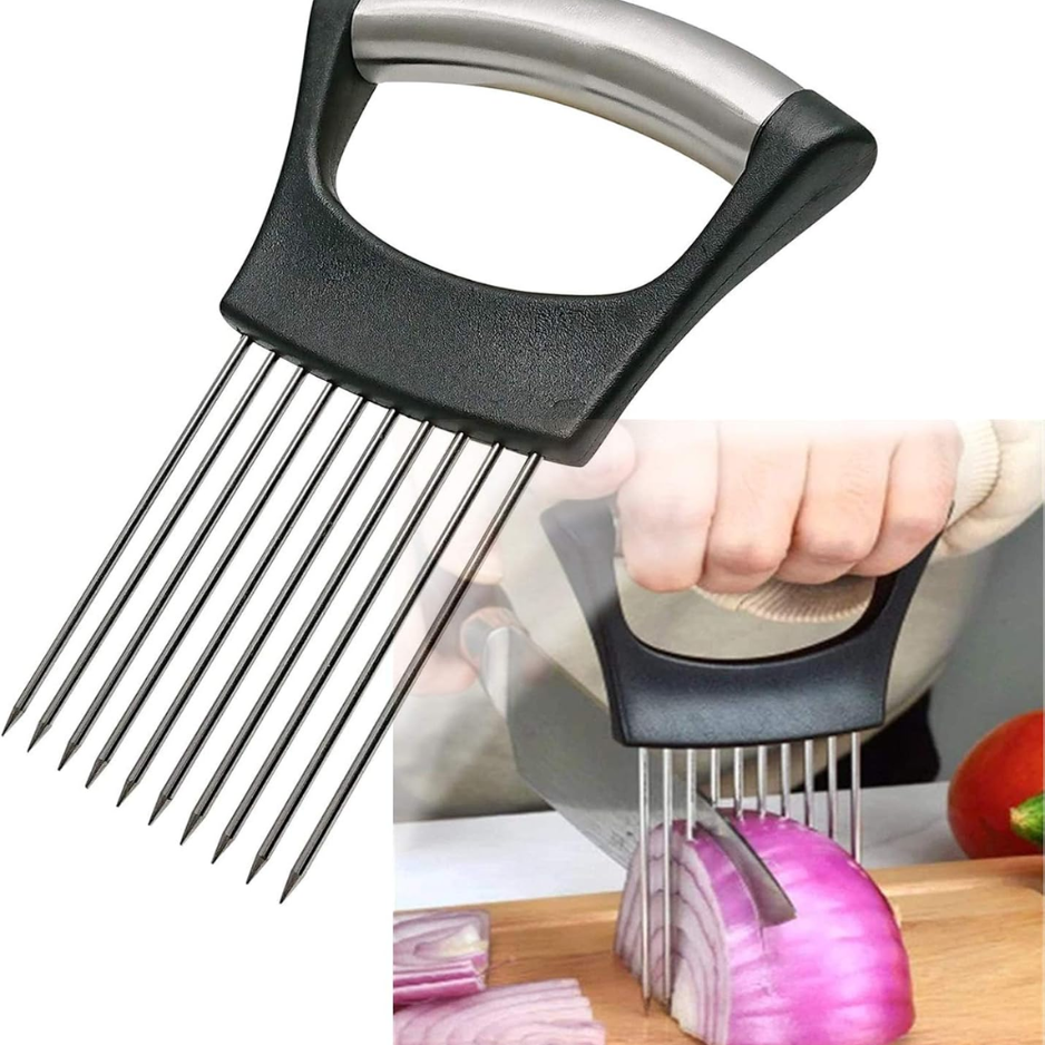 Stainless Steel Onion Holder & Veggie Slicer Multi Use Safety Cutter For - Image 3