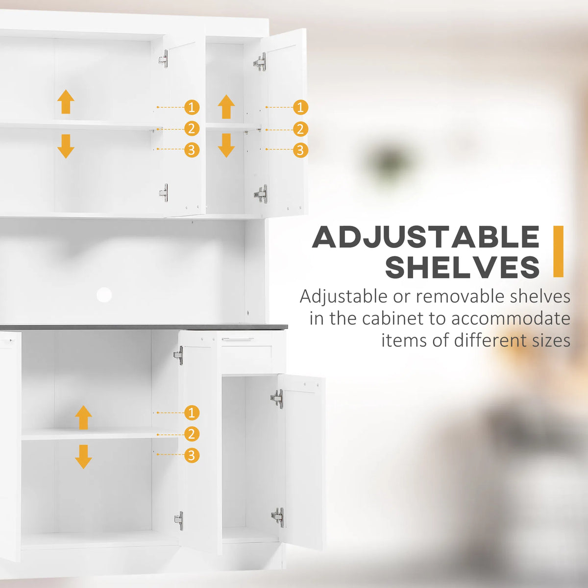 71" Kitchen Pantry Cabinet Storage Buffet with Hutch Adjustable Shelves for - Image 3